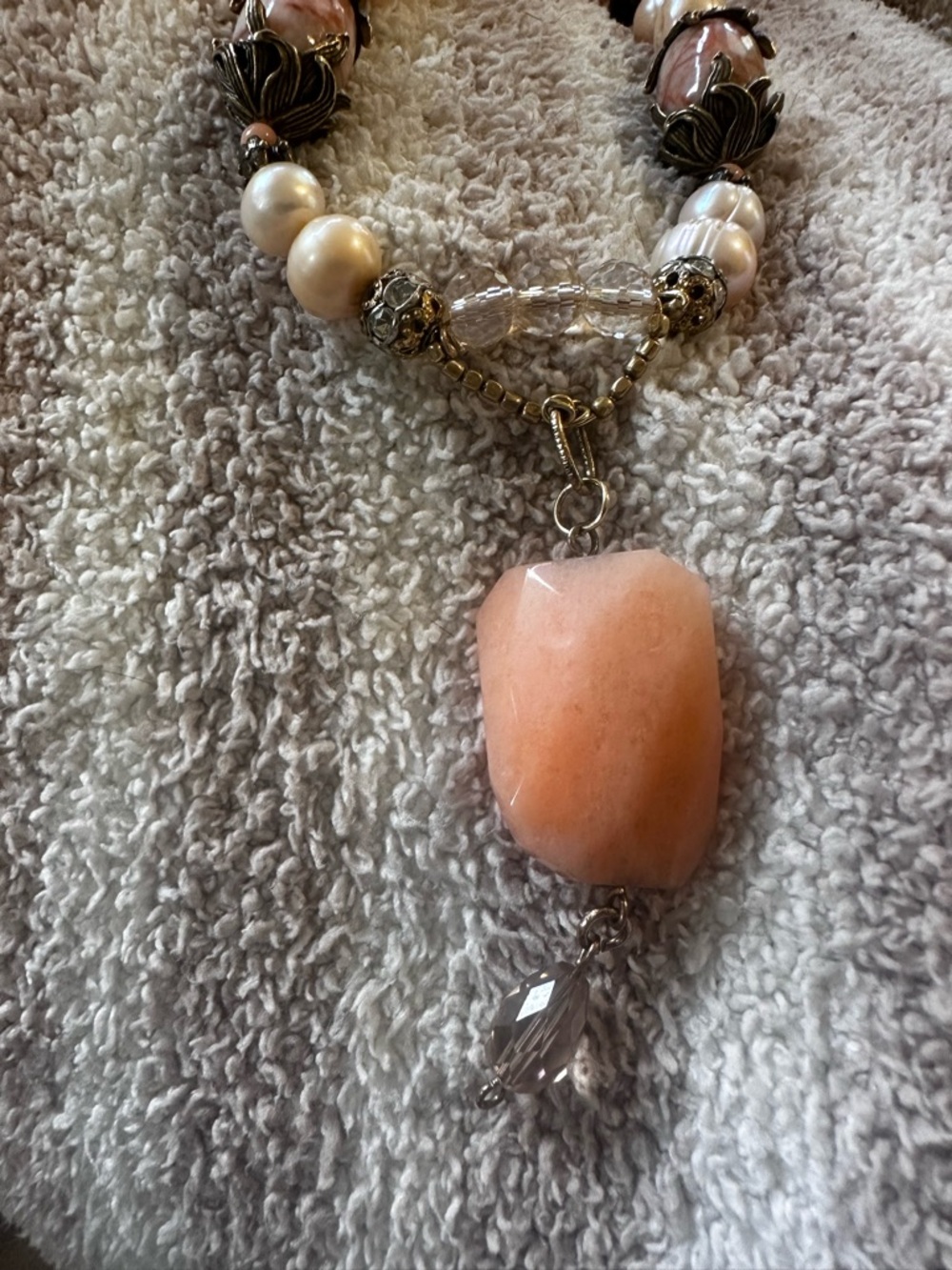 Artisan Pink Pearl and Peach Coral Necklace - Women Jewelry - Picture 7 of 13